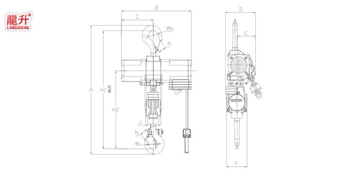 氣動葫蘆LSHQ型（25噸-100噸）參數(shù)