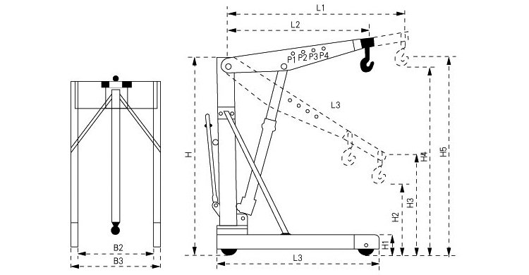 托盤(pán)式液壓小吊車(chē)尺寸