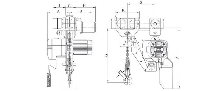 韓國KD低凈空環鏈電動葫蘆尺寸