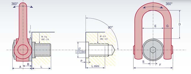 DSS+C盧森堡旋轉(zhuǎn)吊環(huán)尺寸