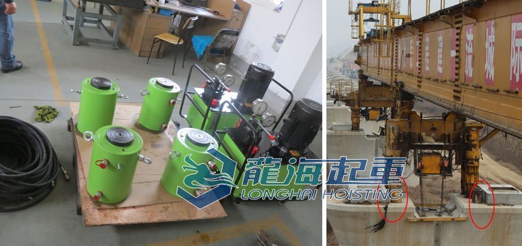 橋梁頂升同步千斤頂實物圖及應(yīng)用