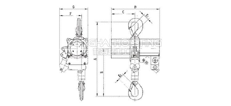 諾力頓NOLD氣動(dòng)葫蘆尺寸