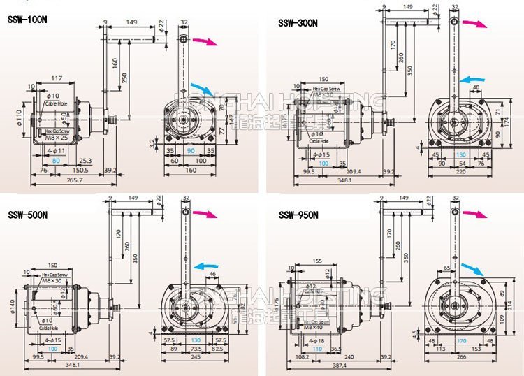 日本FUJI SSW不銹鋼手動(dòng)絞盤尺寸圖
