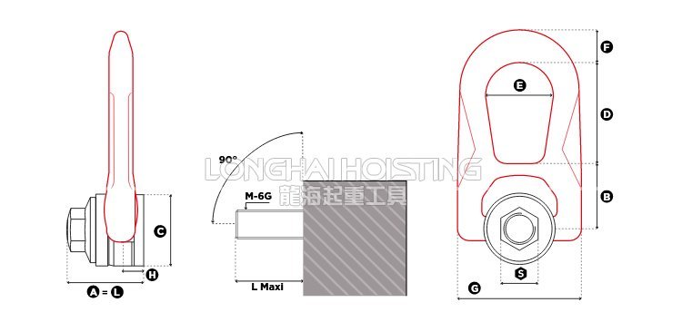 FE.DSR萬向旋轉吊環尺寸