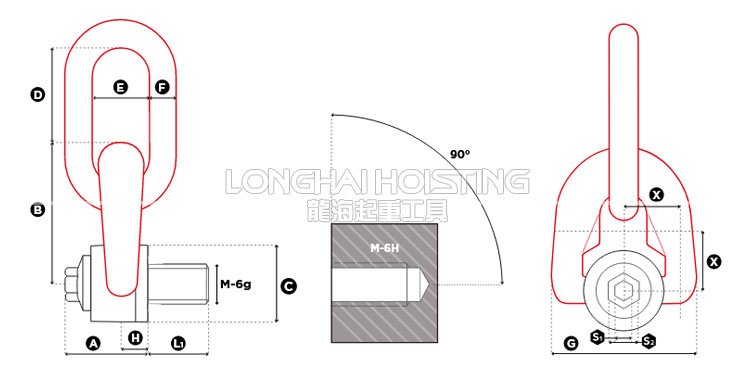 TSR型萬向旋轉吊環尺寸